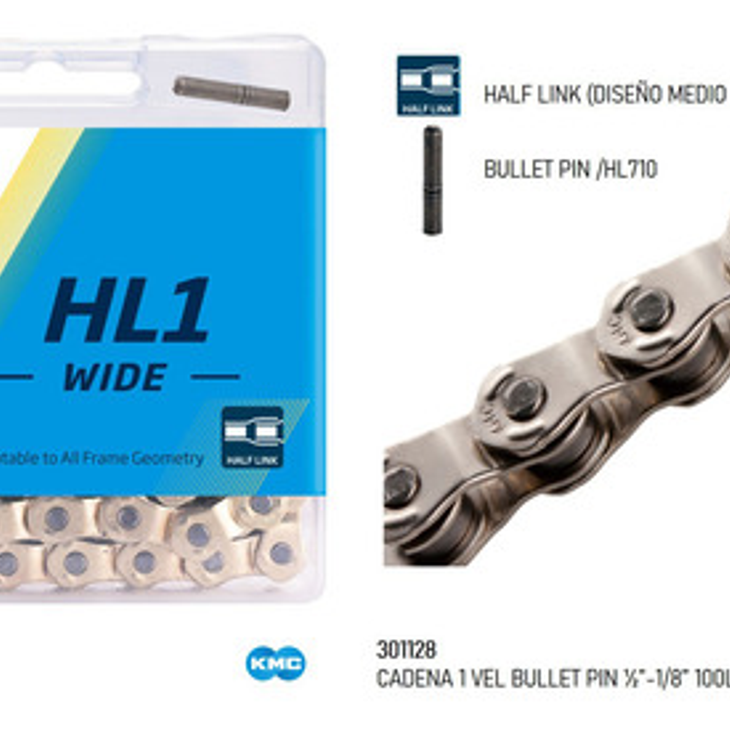 Cadena Kmc Hl1 Wide 1/2 X 1/8 Para 1 Velocidad 3