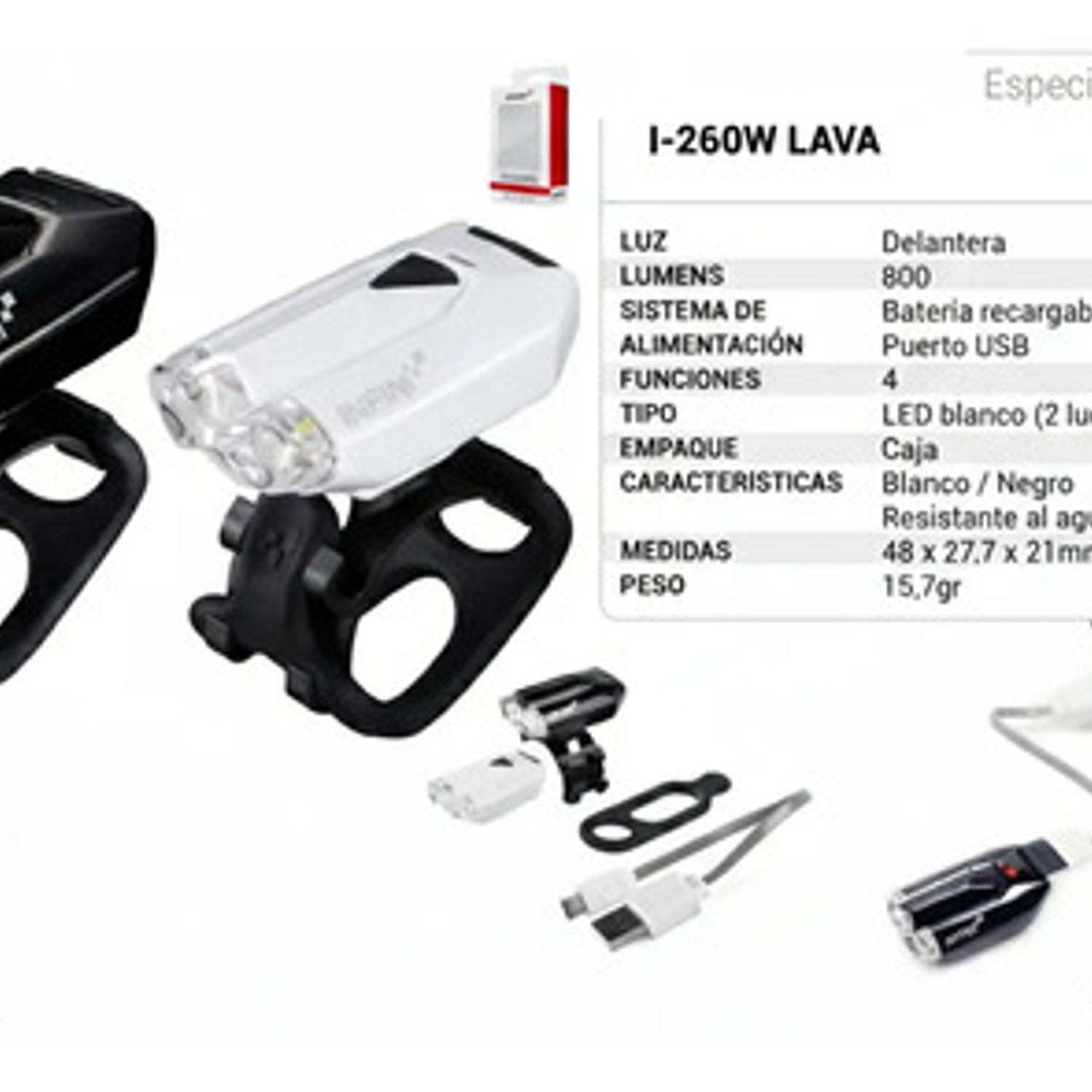 Luz Linterna Delantera Infini 800 Lumen 2 Led  5