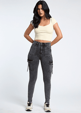 Jeans High Waist Cargo 2056