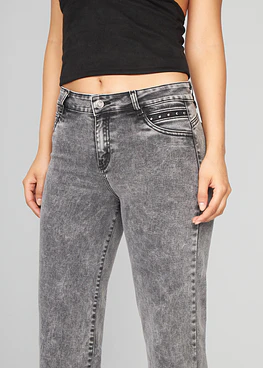 Jeans Mujer Pants Tiro Medio con Tachas 1913