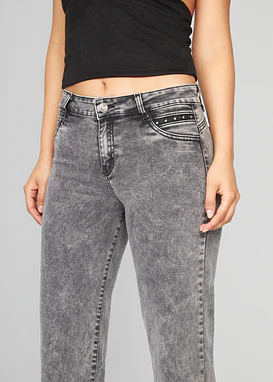 Jeans Mujer Pants Tiro Medio con Tachas 1913