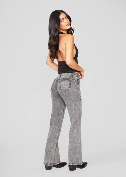 Jeans Mujer Pants Tiro Medio con Tachas 1913