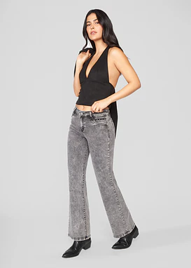 Jeans Mujer Pants Tiro Medio con Tachas 1913