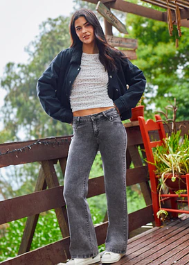 Jeans Mujer Pants Tiro Medio con Tachas 1913