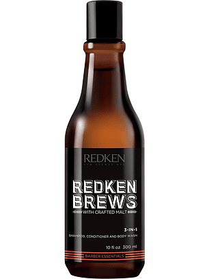 Redken Brews 3-In-1 Shampoo, Conditioner & Body Wash 300ml