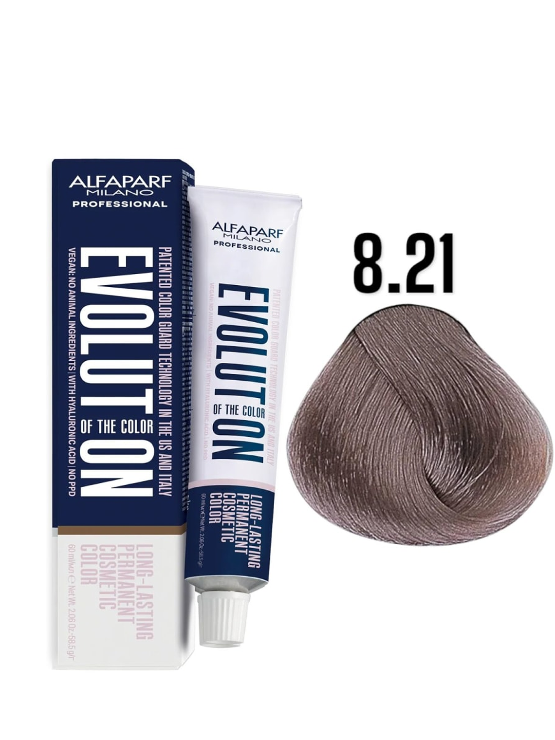 Alfaparf Evolution 8.21 Rubio Claro Irisado Ceniza Violet 60ml 1