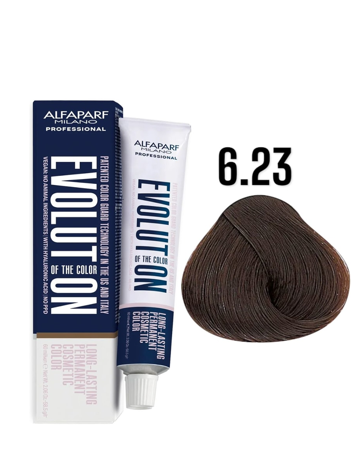 Alfaparf Evolution 6.23 Rubio Oscuro Irisado Dorado Iced Coffee 60ml 1