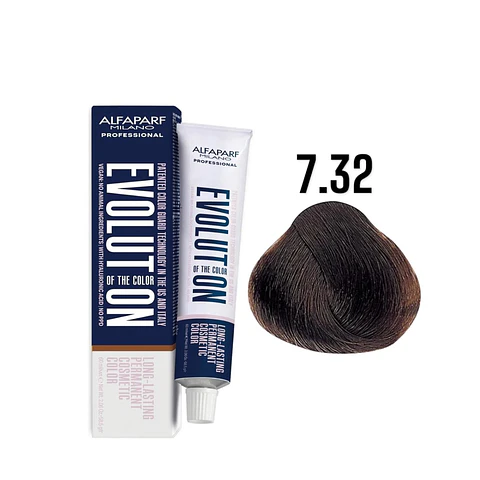 Alfaparf Evolution 7.32 Rubio Medio Dorado Irisado Marrons Glacés 60ml