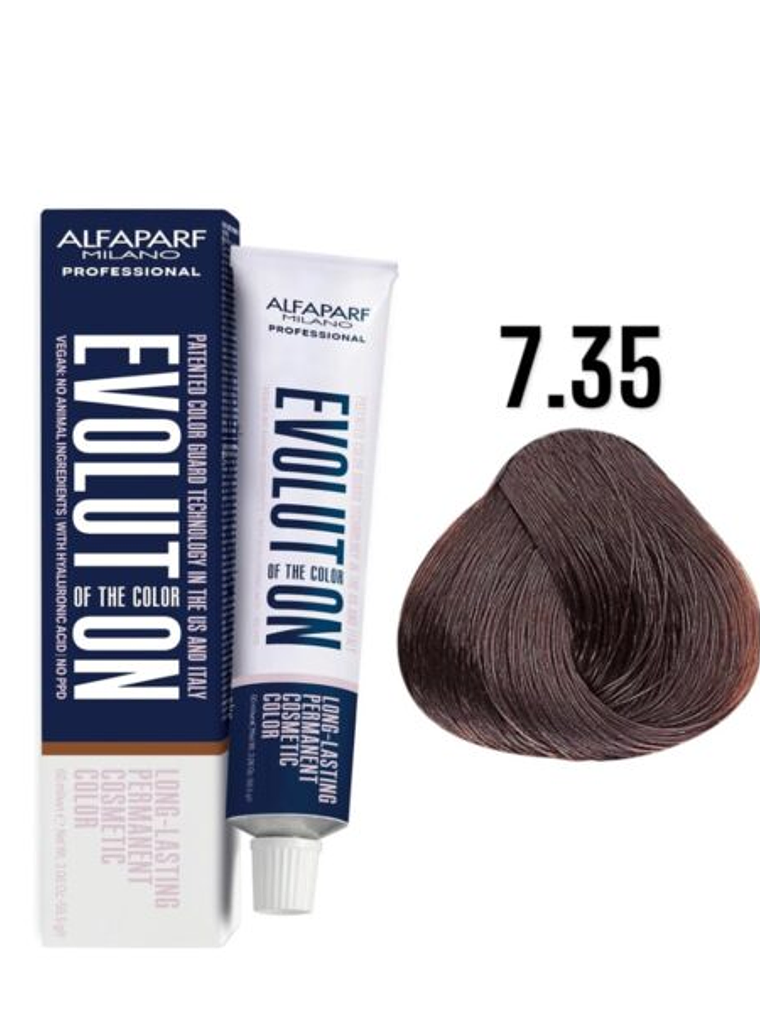 Alfaparf Evolution 7.35 Rubio Medio Dorado Caoba Tropicali 60ml 1
