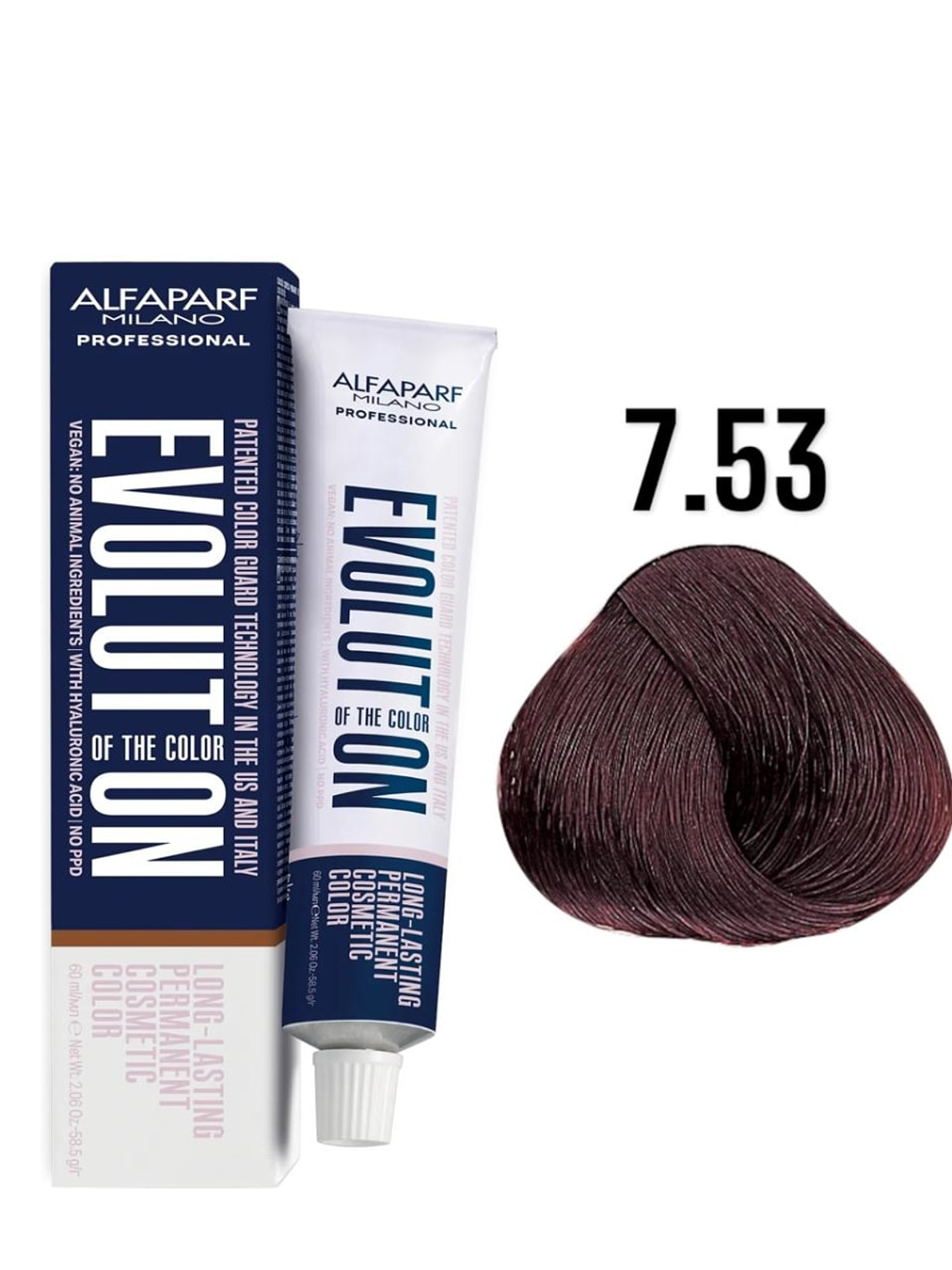 Alfaparf Evolution 7.53 Rubio Medio Caoba Dorado Chocolate 60ml 1