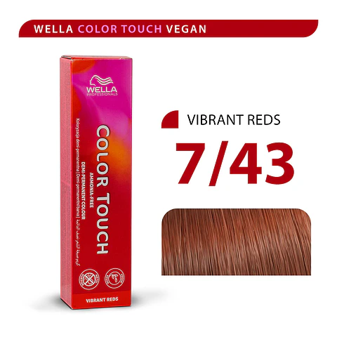 Wella Color Touch 7/43 Rubio Medio Cobrizo Dorado 60ml