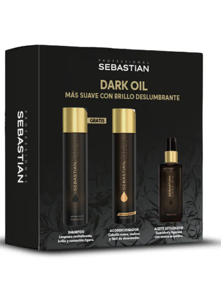 PACK SEBASTIAN DARK OIL (SHAMPOO 250ML + ACONDICIONADOR 250ML + OLEO 95ML) 1