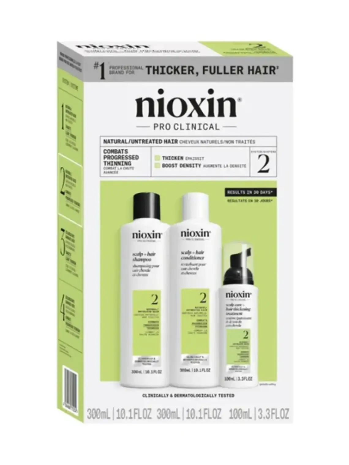 PACK NIOXIN 2 ( SHAMPOO 300ML + ACOND 300ML+ TREATMENT 100ML) 1