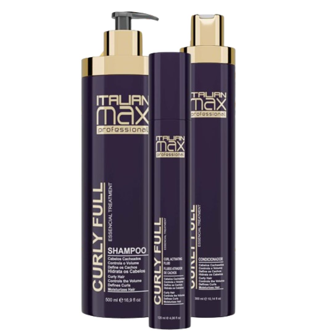 TRIPACK ITALIAN MAX CURLY FULL(SHAMPOO 500ML + ACOND 300ML + FLUIDE 120ML) 1