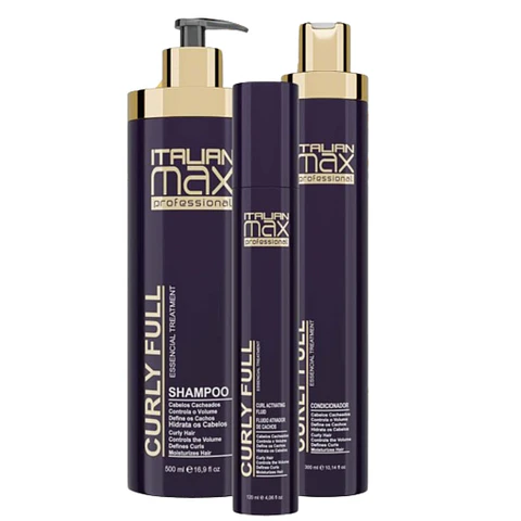 TRIPACK ITALIAN MAX CURLY FULL(SHAMPOO 500ML + ACOND 300ML + FLUIDE 120ML)