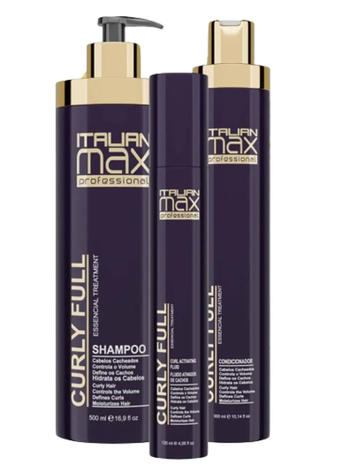 TRIPACK ITALIAN MAX CURLY FULL(SHAMPOO 500ML + ACOND 300ML + FLUIDE 120ML) 1