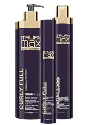 TRIPACK ITALIAN MAX CURLY FULL(SHAMPOO 500ML + ACOND 300ML + FLUIDE 120ML)