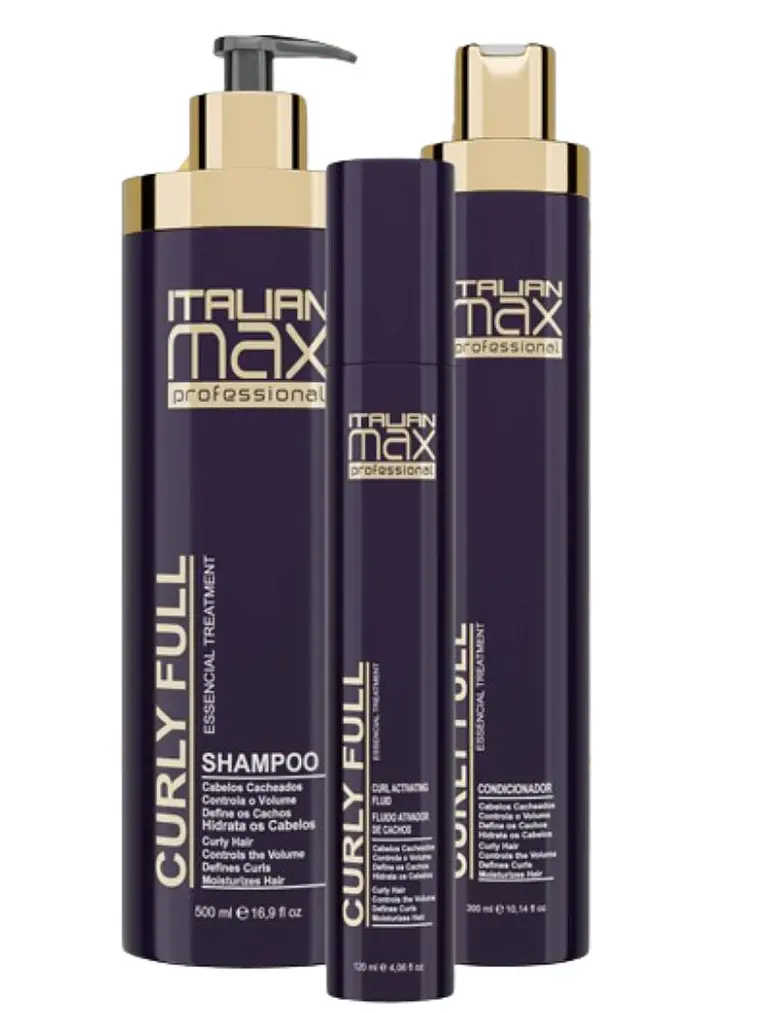 TRIPACK ITALIAN MAX CURLY FULL(SHAMPOO 500ML + ACOND 300ML + FLUIDE 120ML) 1