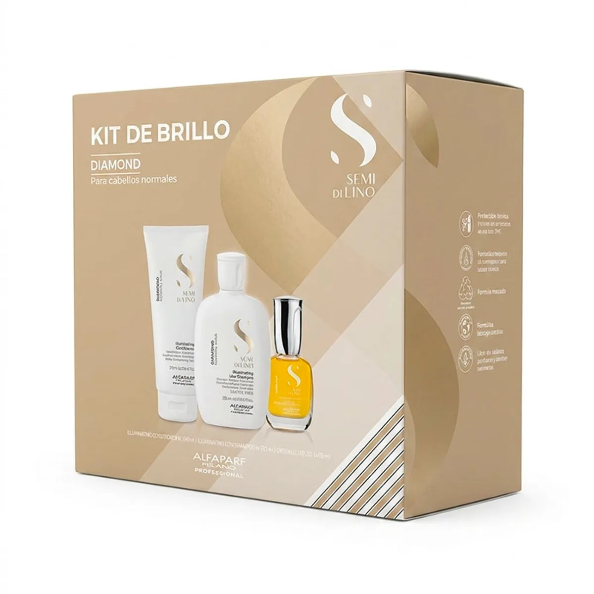Kit Capilar de Brillo Diamond Semi Di Lino Alfaparf  1