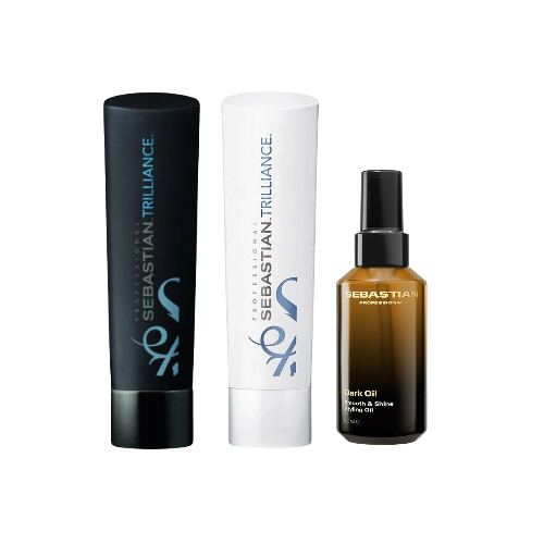 Pack para Brillo Sebastian Trilliance: Shampoo 250 ml + Acondicionador 200 ml + Dark Oil 100ml 1