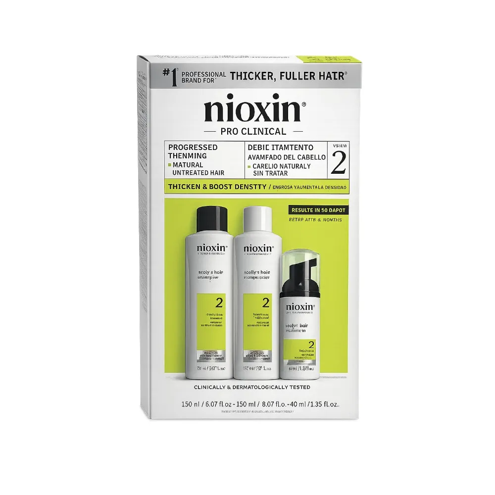 Nioxin Kit De Sistema 2 anticaída y densidad para cabello natural con adelgazamiento 1