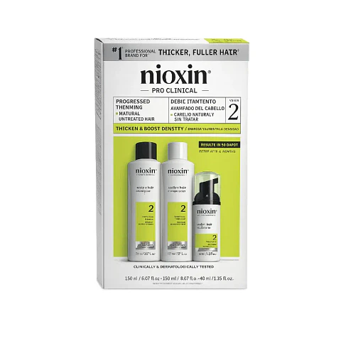 Nioxin Kit De Sistema 2 anticaída y densidad para cabello natural con adelgazamiento