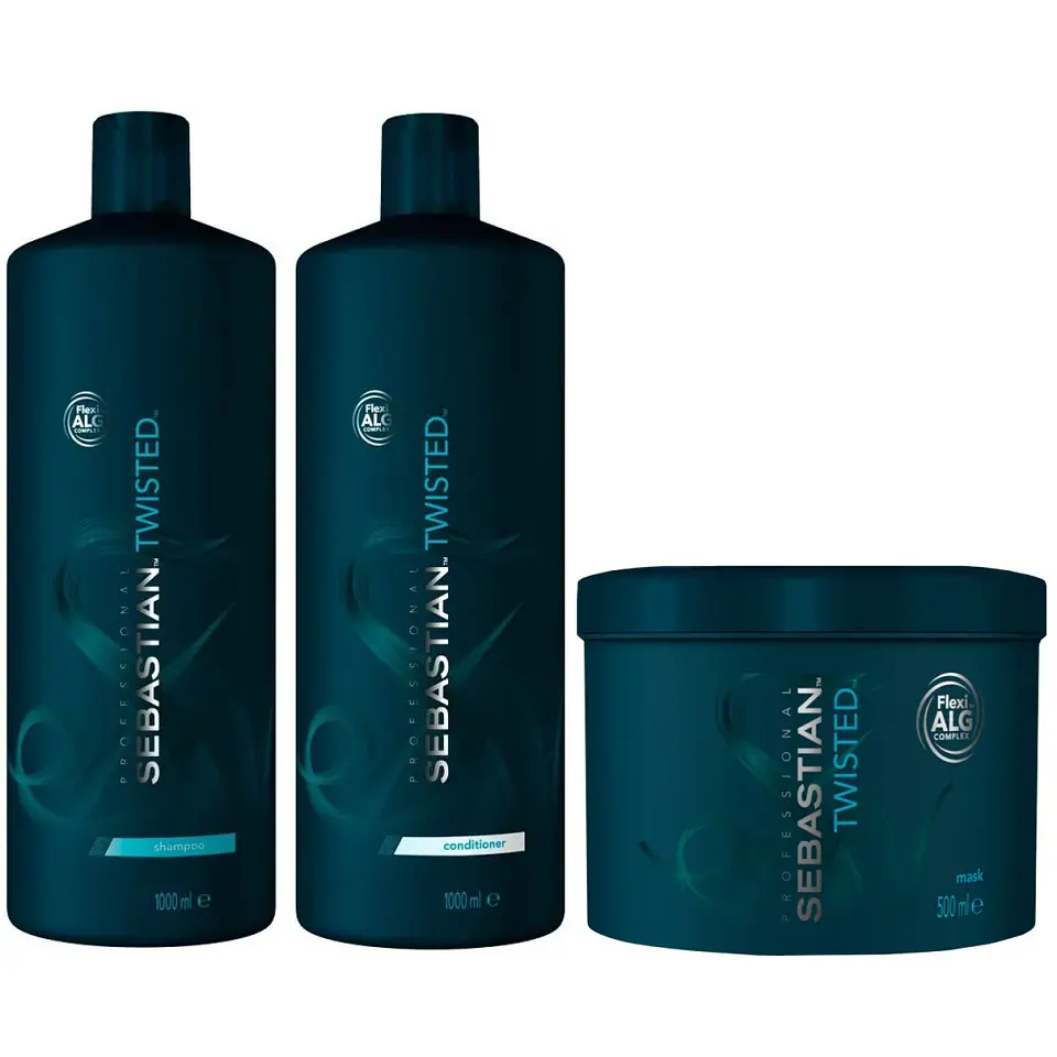 Sebastian Tripack para Rizos Twisted Shampoo 1Lt + Acondicionador 1Lt + Mascarilla 500ml 1