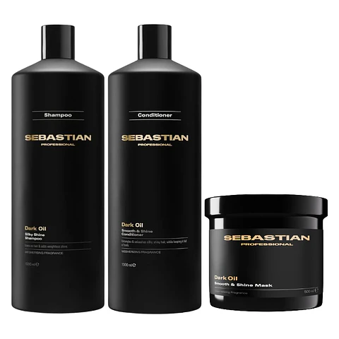 Sebastian Tripack para Dark Oil Shampoo 1Lt + Acondicionador 1Lt + Mascarilla 500ml