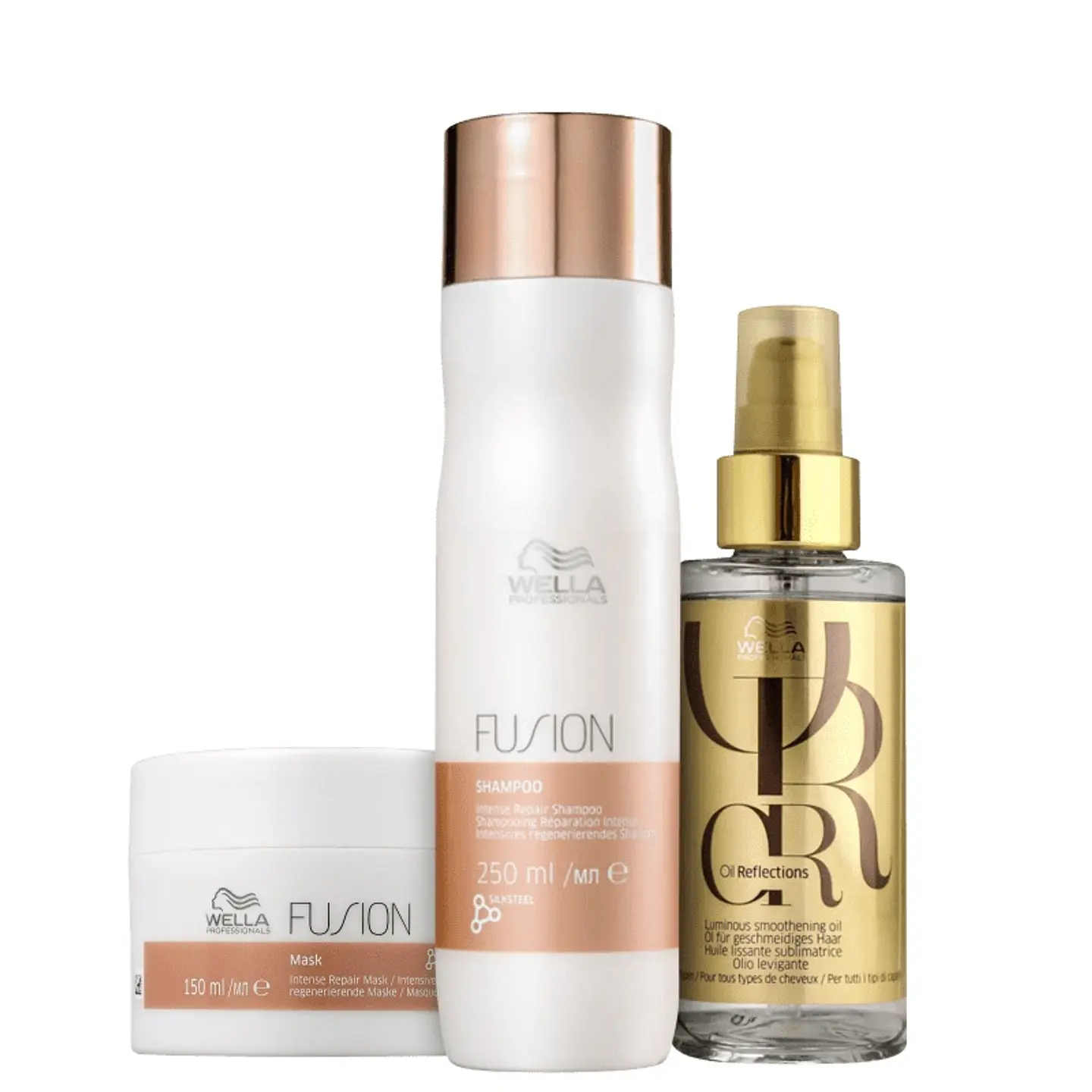 Wella Fusion Trío Shampoo 250 ml + Mask 150 ml + Oil Reflections 100 ml 1