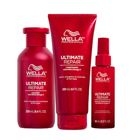 Wella Ultimate Repair Trío Shampoo 250 ml + Conditioner 200 ml + Miracle Hair Rescue 95 ml