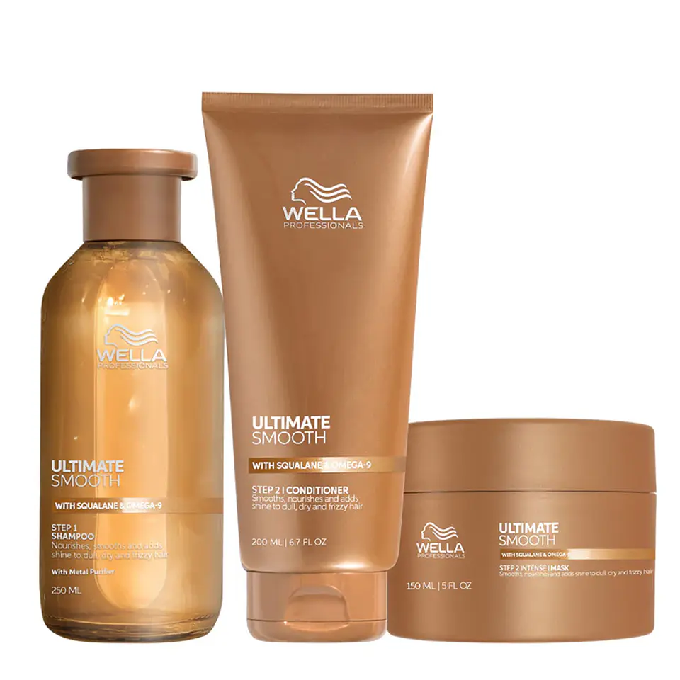Wella Ultimate Smooth Trío Shampoo 250 ml + Conditioner 200 ml + Mask 150 ml 1