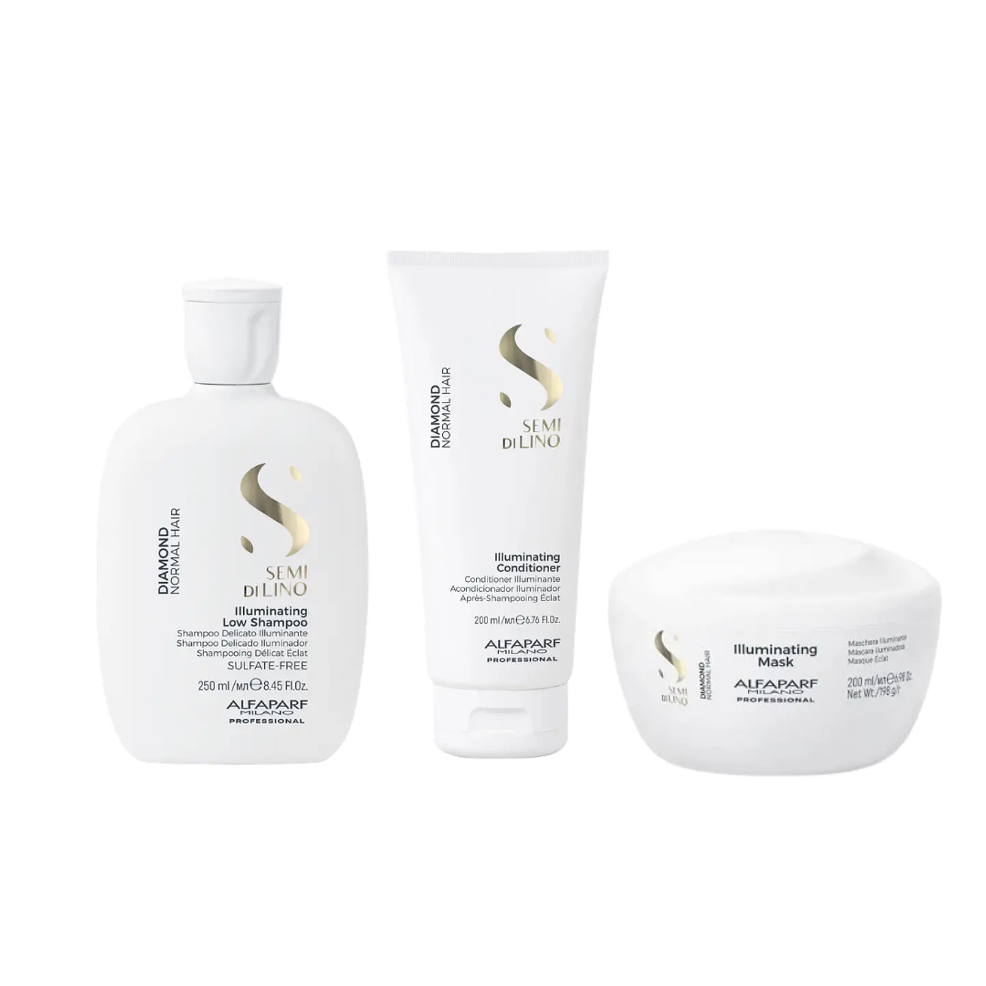 Tripack Alfaparf Semi Di Lino Diamond (Shampoo 250ml + Acondicionador 200ml + Mascarilla 200ml) 1