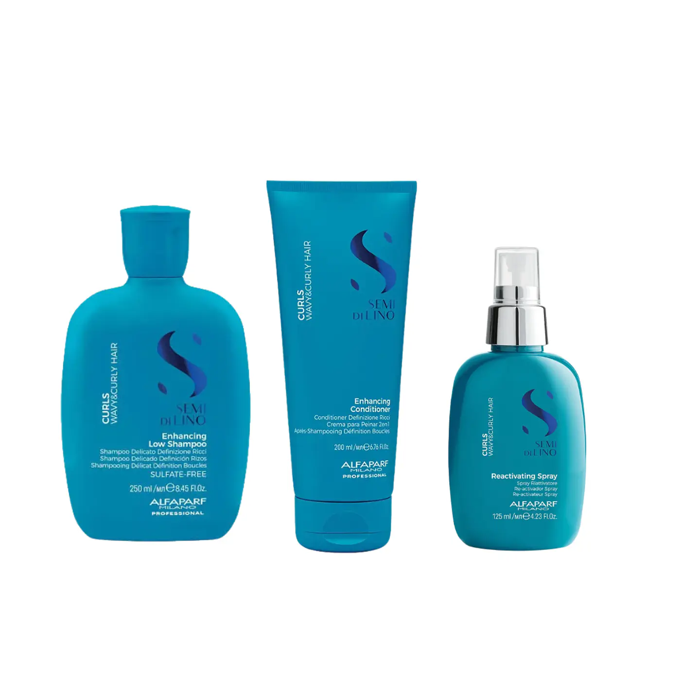 Tripack Alfaparf Semi Di Lino Curls (Shampoo 250ml + Acondicionador 200ml + Reactivating Spray 125ml) 1