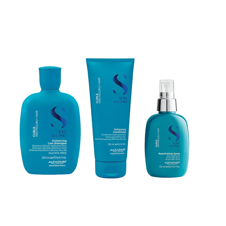 Tripack Alfaparf Semi Di Lino Curls (Shampoo 250ml + Acondicionador 200ml + Reactivating Spray 125ml) 1
