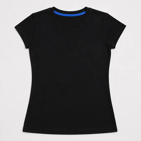Polera Baby Tee Negra Contraste