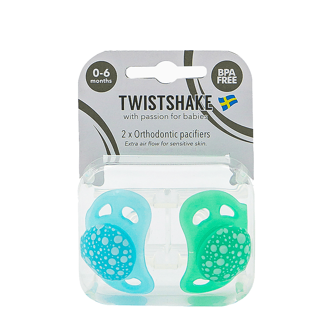 CHUPETES TWISTSHAKE 0-6M VERDE/AZUL