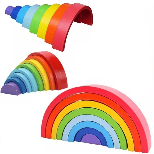 Arcoíris de Construcción Apilable Madera 8 Colores