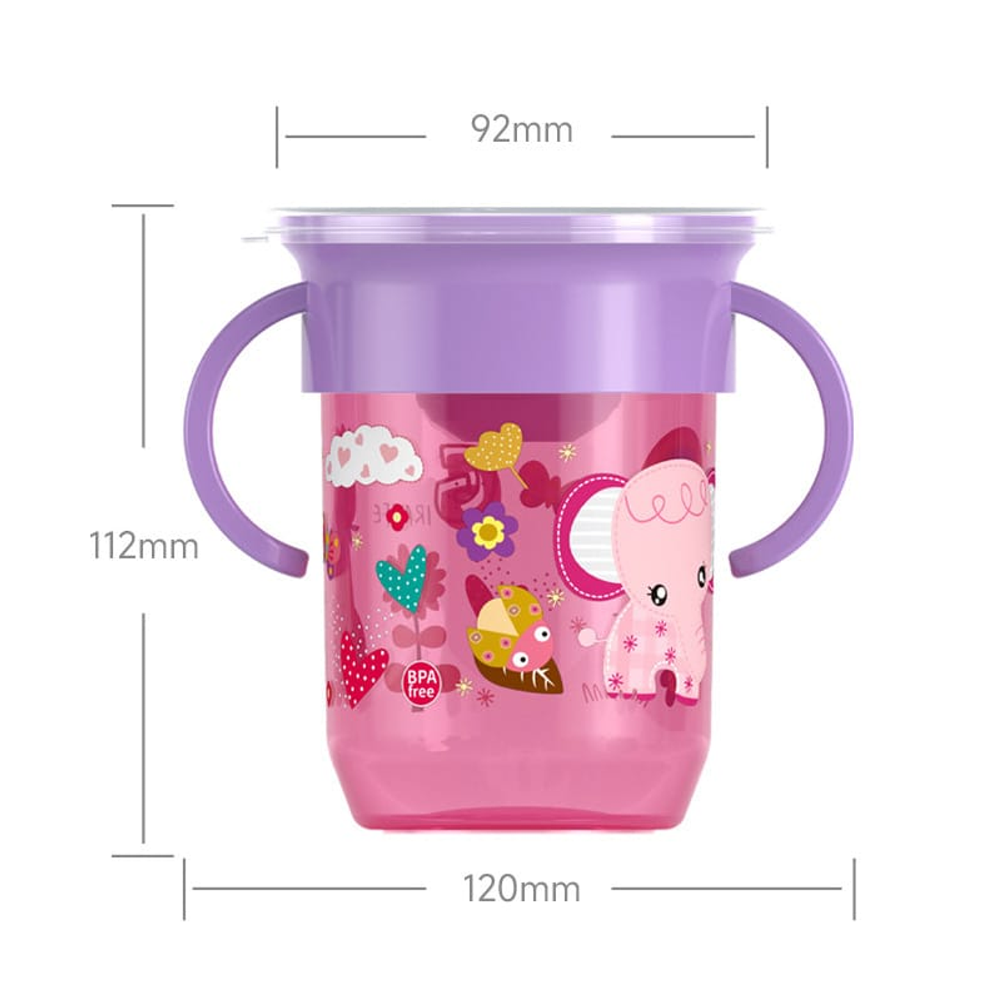 Vaso 360° Antiderrame Rosado Elefante 2