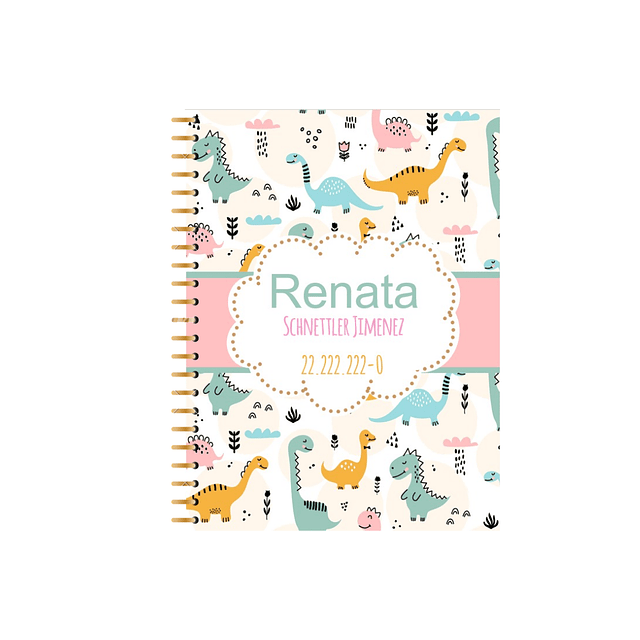 Agenda Pediátrica Personalizada Dinosaurio Rosa