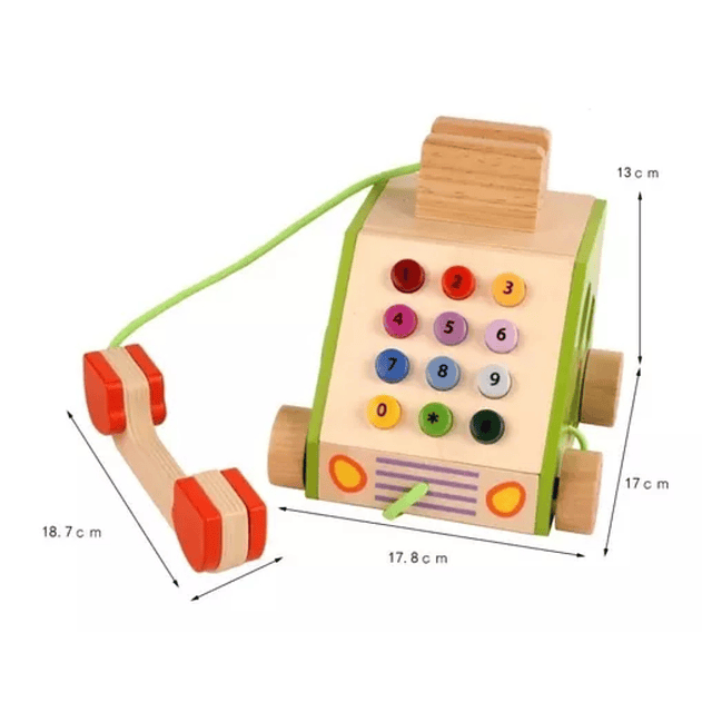 Teléfono De Madera Juguete Didáctico Para Bebés Y Niños.