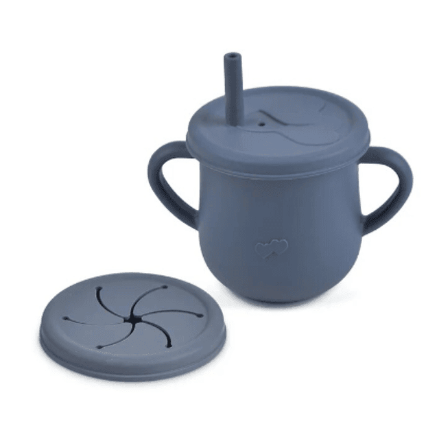 Vaso Silicona Snack Doble Tapa Azul Dark 