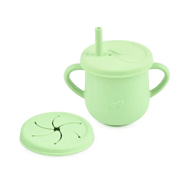 Vaso Silicona Snack Doble Tapa Verde