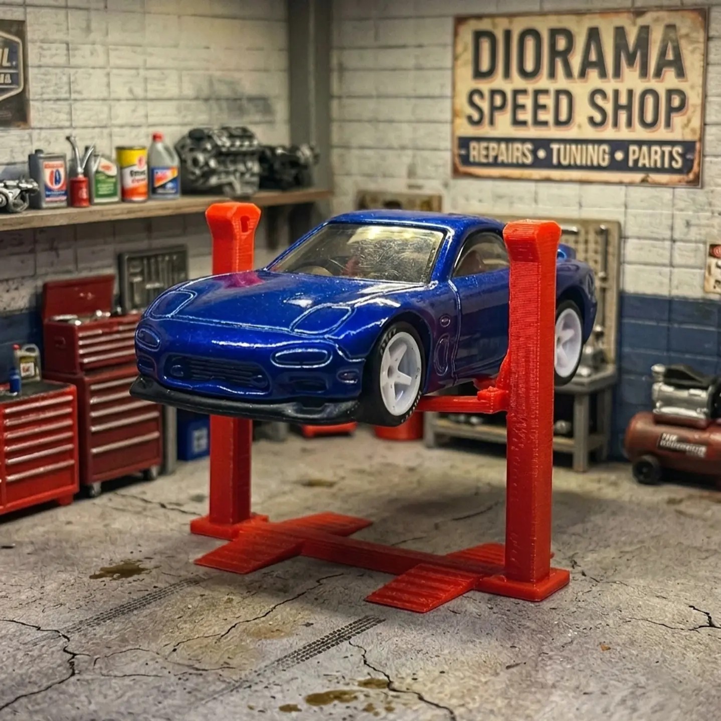 Elevador De Taller Para Hotwheels A Escala 1:64 Diorama 1