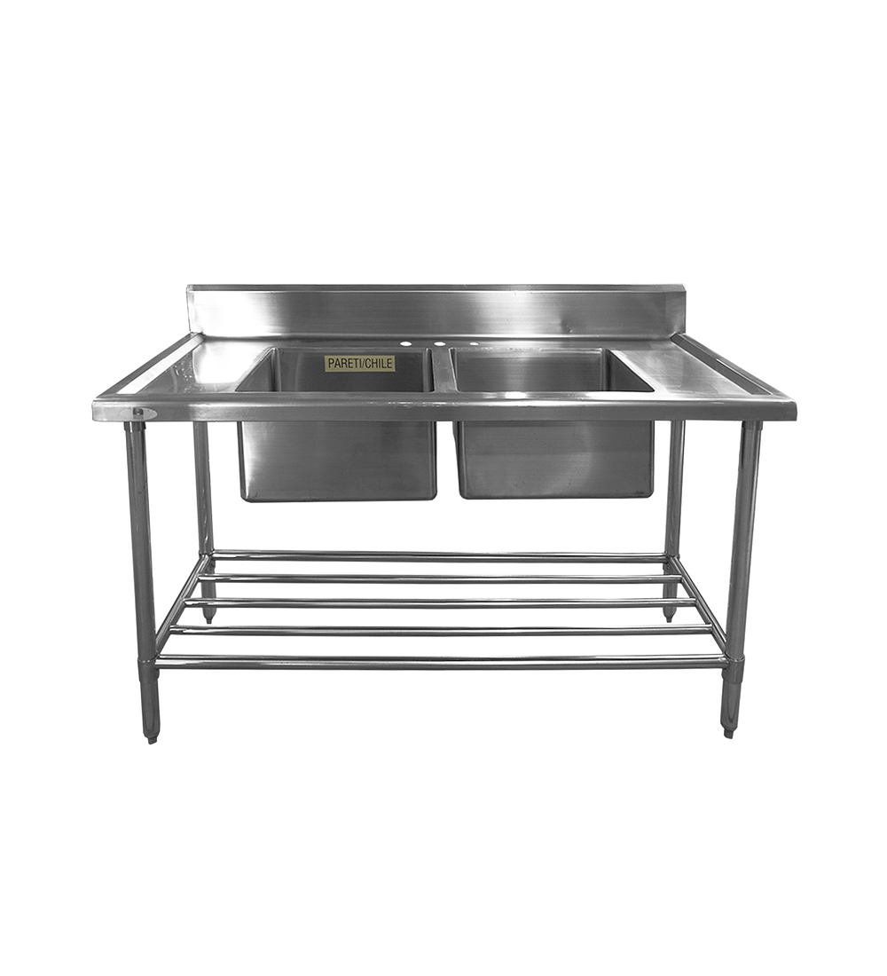 LAVAFONDO DE DOS CUBETAS CON SECADOR PEQUEÑO 150x70x108 cm