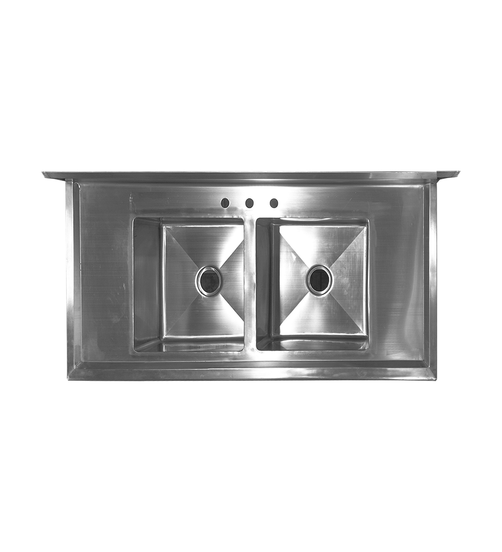 LAVAFONDO DE DOS CUBETAS CON SECADOR PEQUEÑO 150x70x108 cm