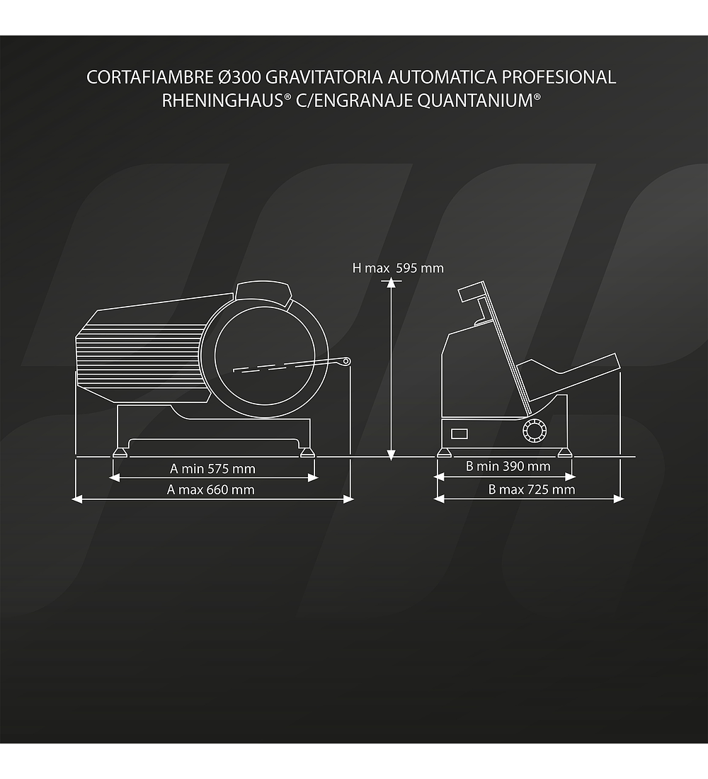 CORTAFIAMBRE GRAVITATORIA AUTO PROFESIONAL Ø300 C/ENGRANAJE Y QUANTANIUM®