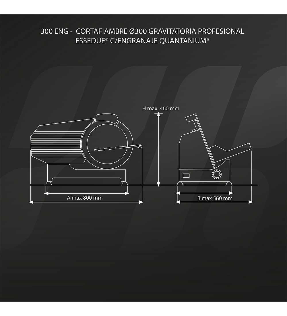 CORTAFIAMBRE GRAVITATORIA PROFESIONAL Ø300 CON ENGRANAJE Y QUANTANIUM®