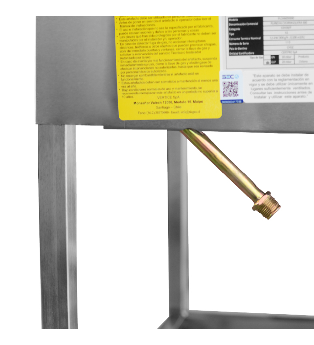 PLANCHA CHURRASQUERA INOX 1 QUEMADOR