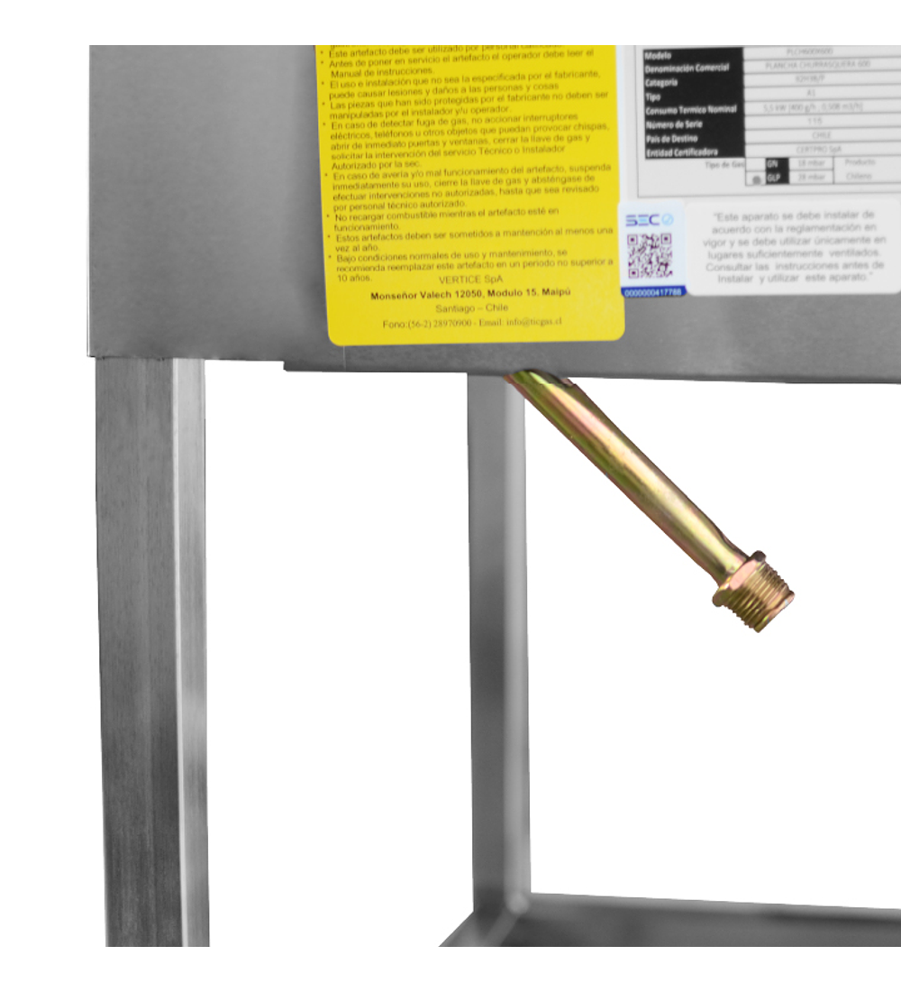 PLANCHA CHURRASQUERA INOX 2 QUEMADORES