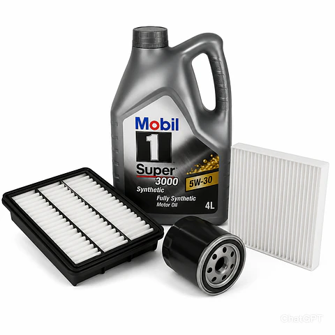 KIT MANTENCIÓN MG ZS 1.5 | FILTRO DE ACEITE + FILTRO DE AIRE + FILTRO DE POLEN + ACEITE MOTOR MOBIL SUPER 5W30 4L